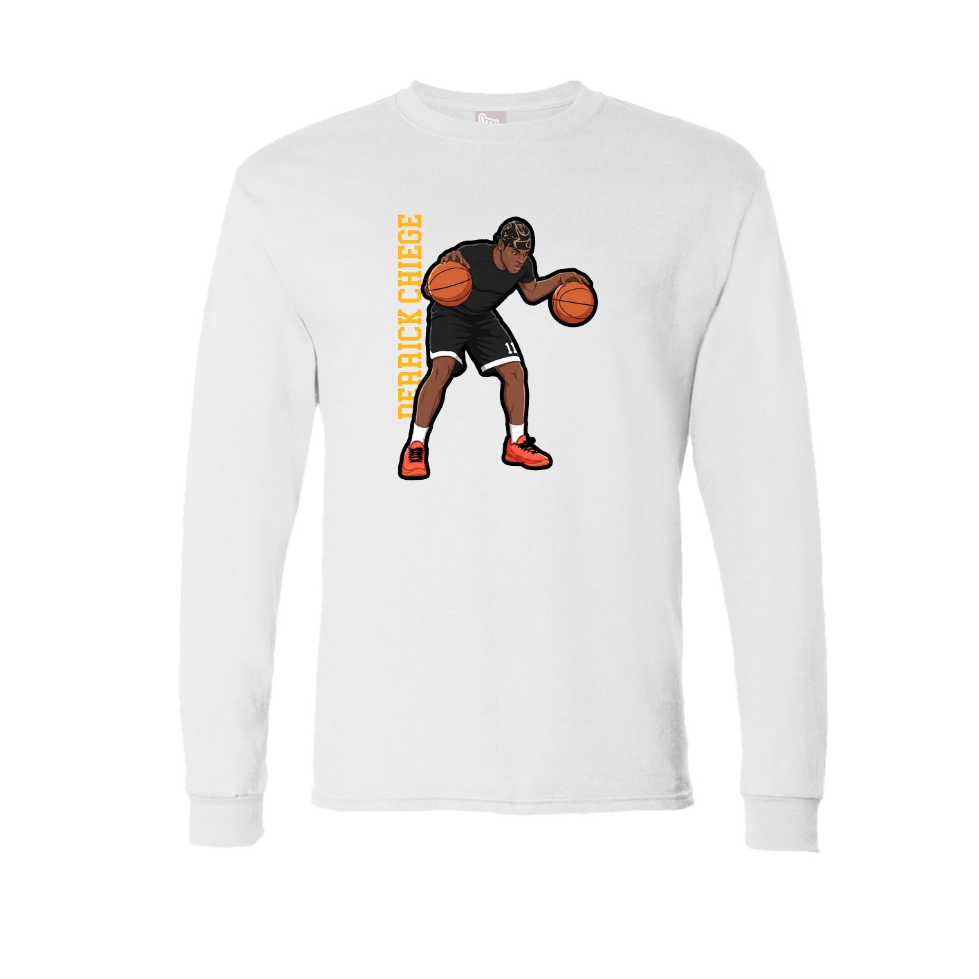 Long Sleeve Tee — Name Vertical in White