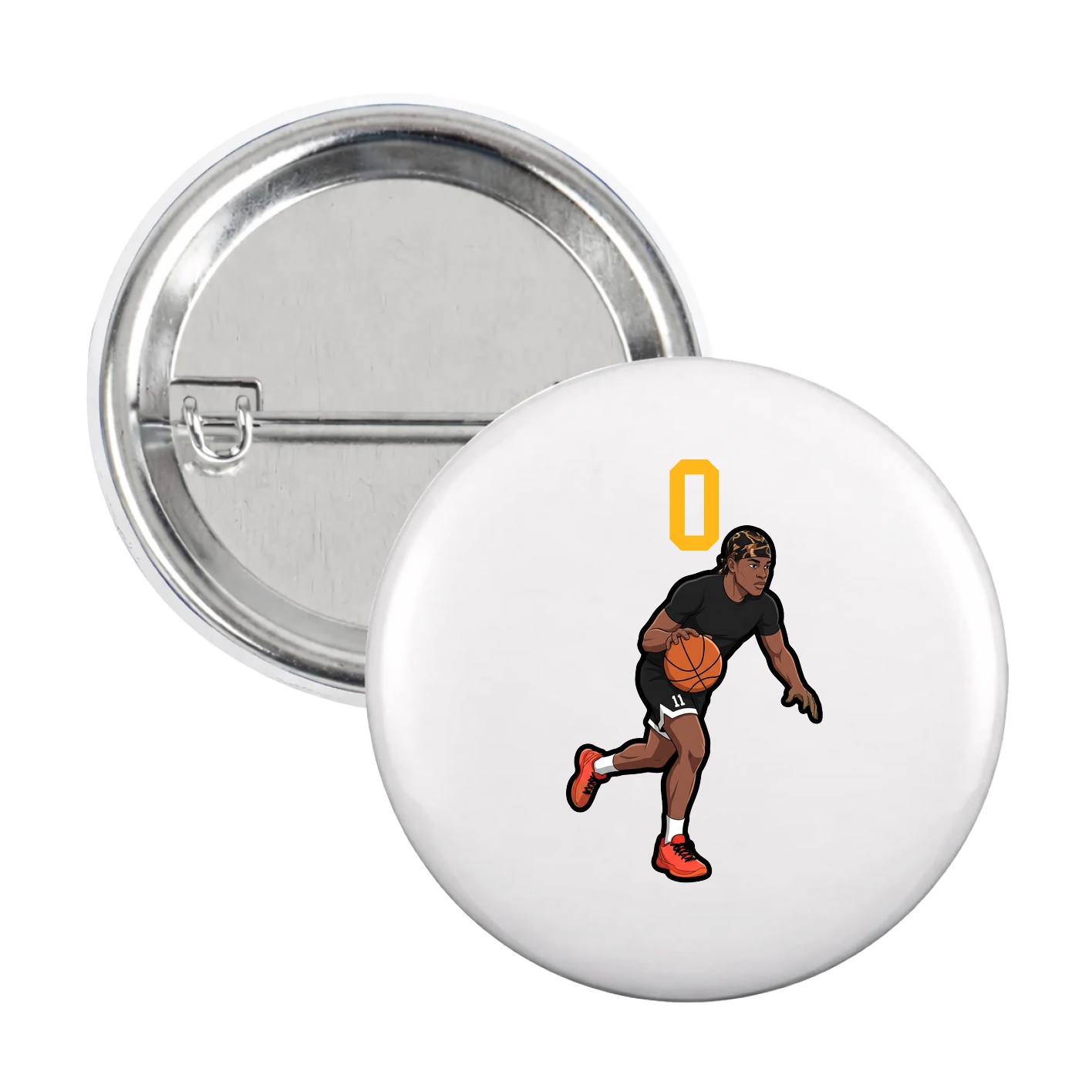 Game Day Button — Number Top in White