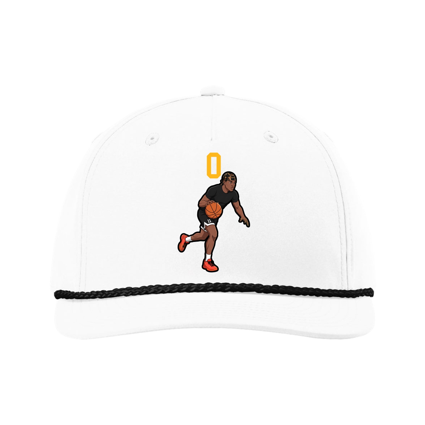Five-Panel Classic Rope Cap — Number Top in White