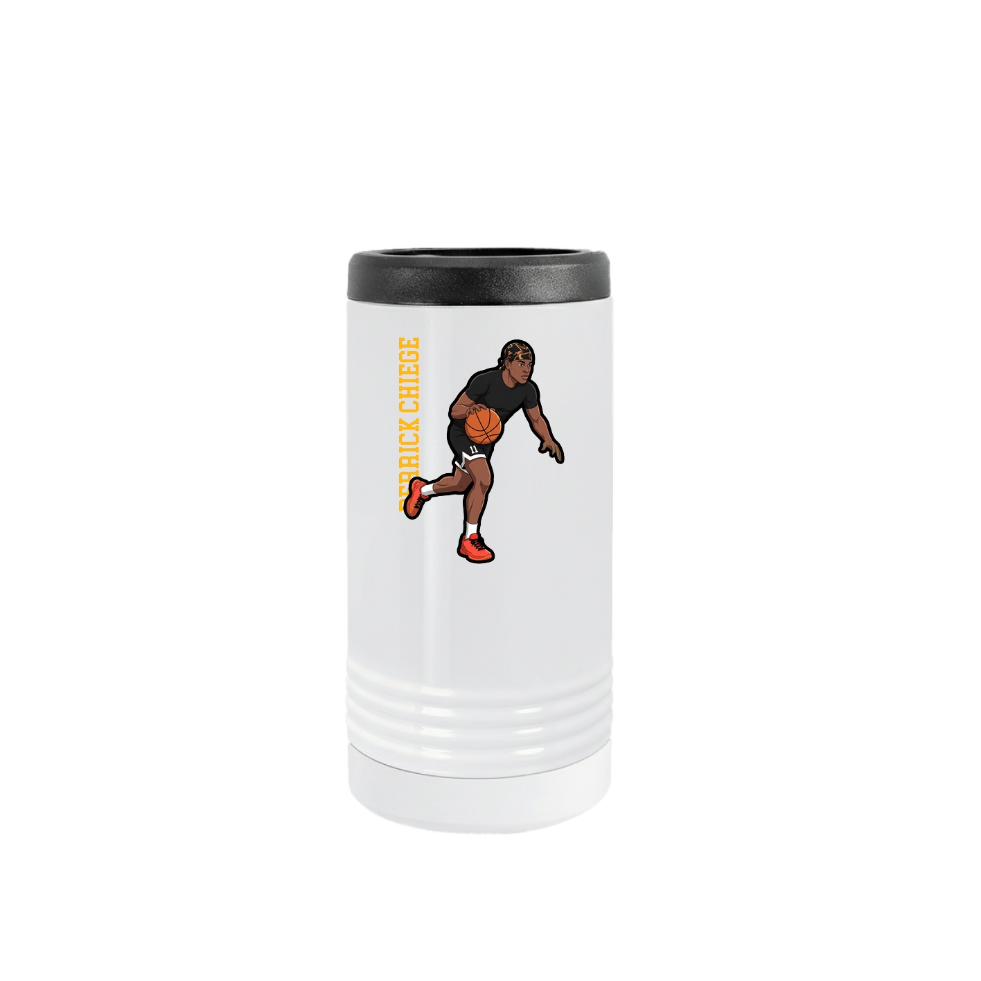 Slim Beverage Holder — Name Vertical in White