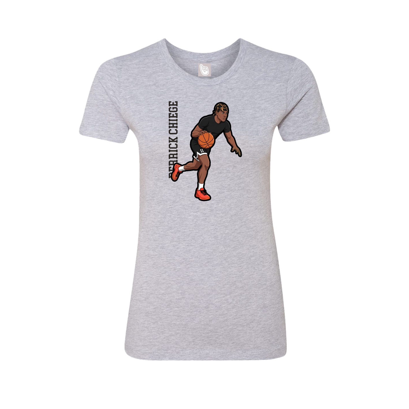 Fitted Women's Tee — Name Vertical in Grey