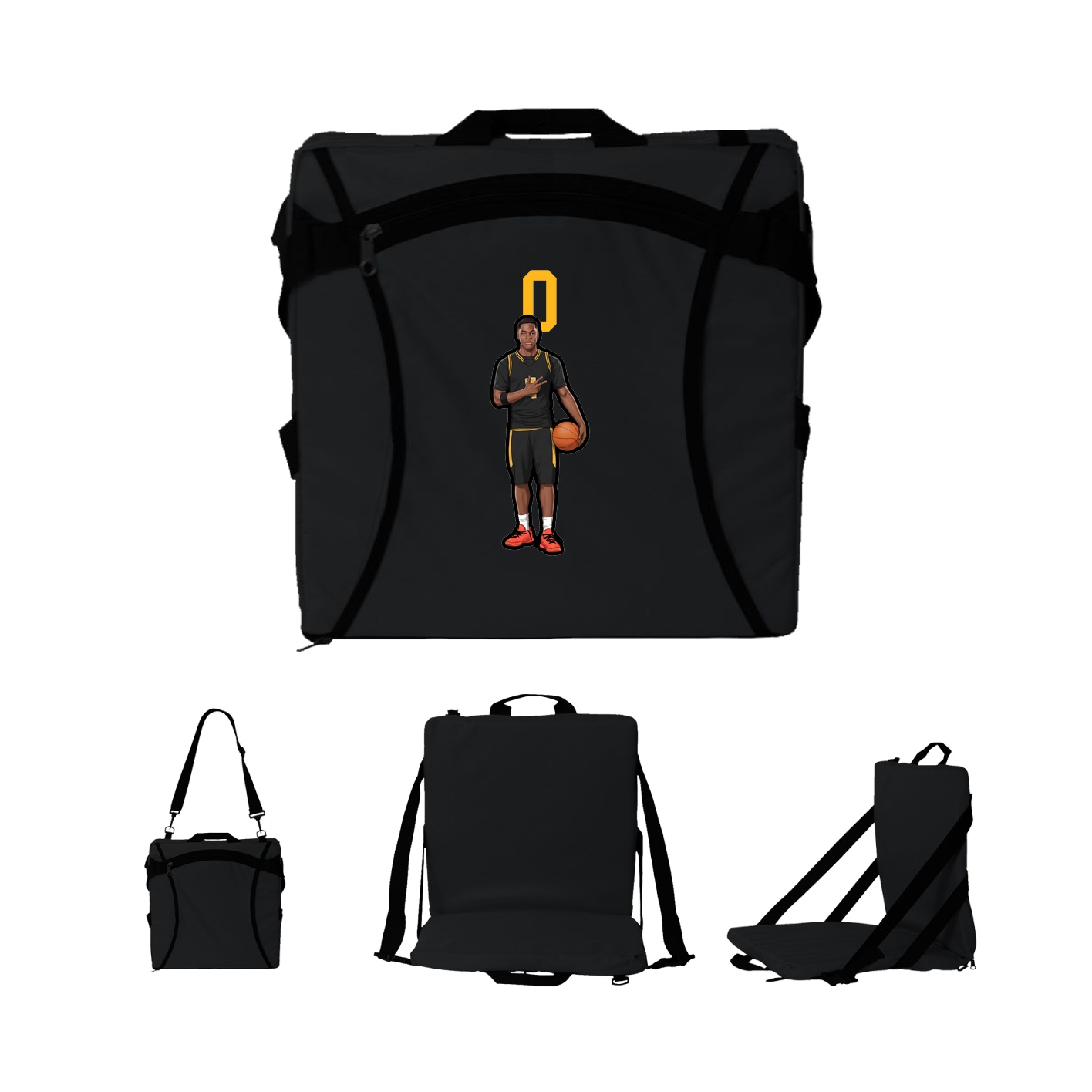 Folding Stadium Seat — Number Top in Black