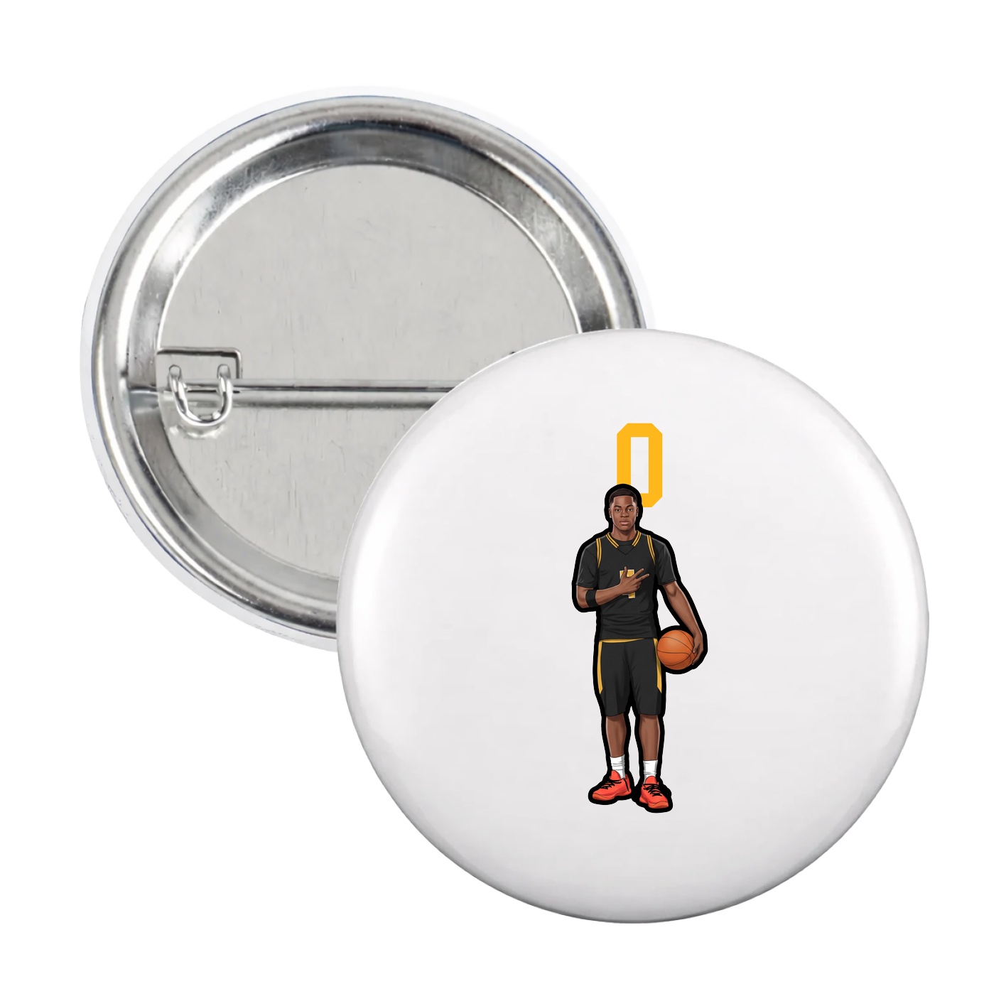 Game Day Button — Number Top in White