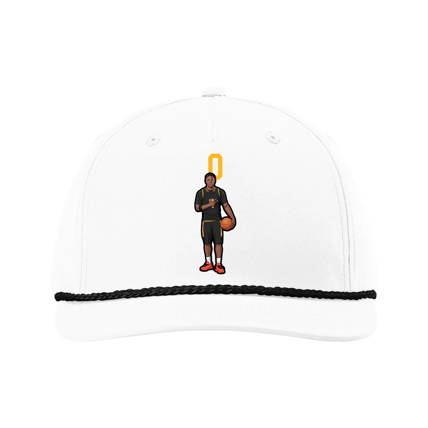 Five-Panel Classic Rope Cap — Number Top in White