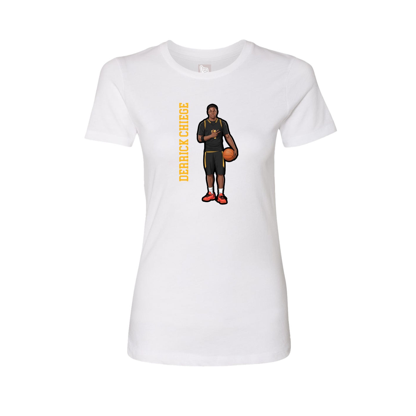 Womens Tee — Name Vertical in White