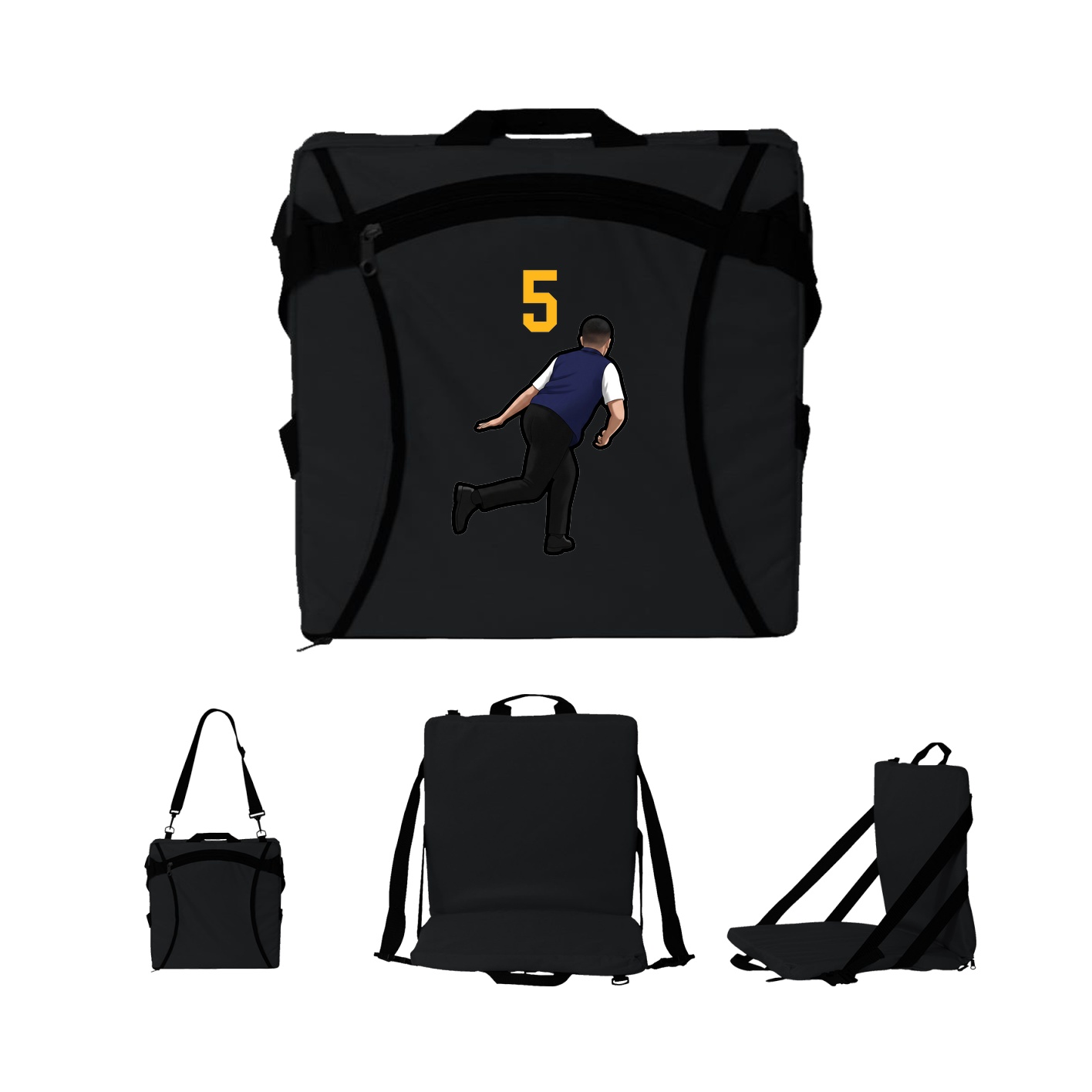 Folding Stadium Seat — Number Top in Black