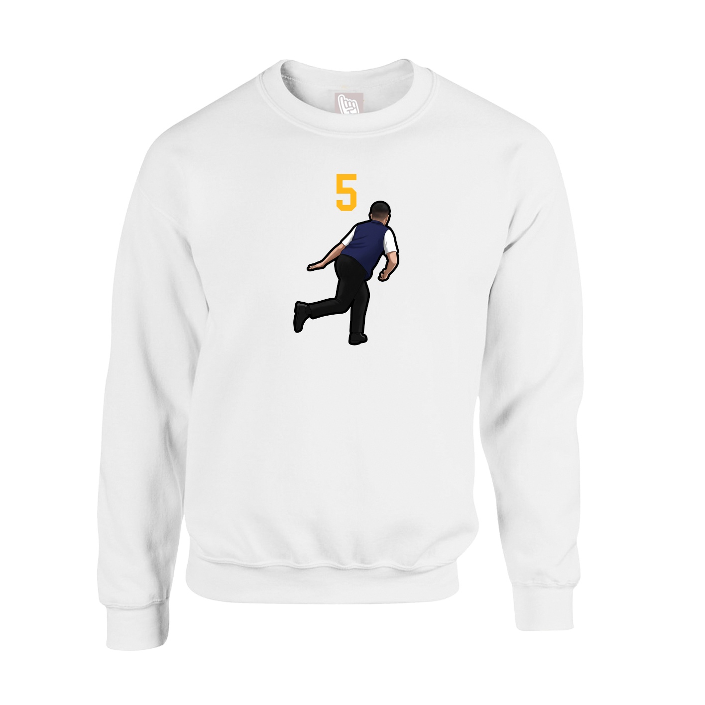 Fleece Crew — Number Top in White