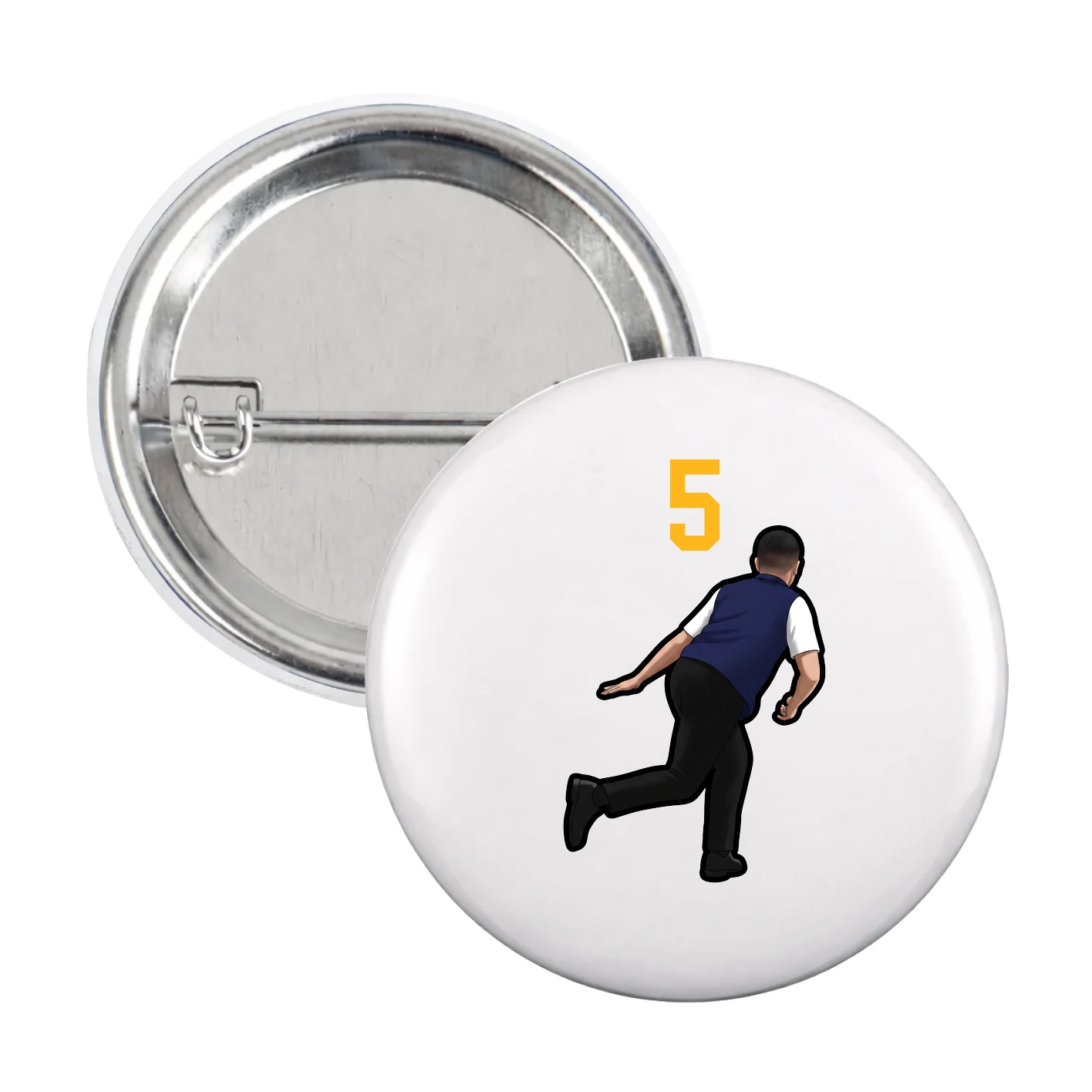 Game Day Button — Number Top in White