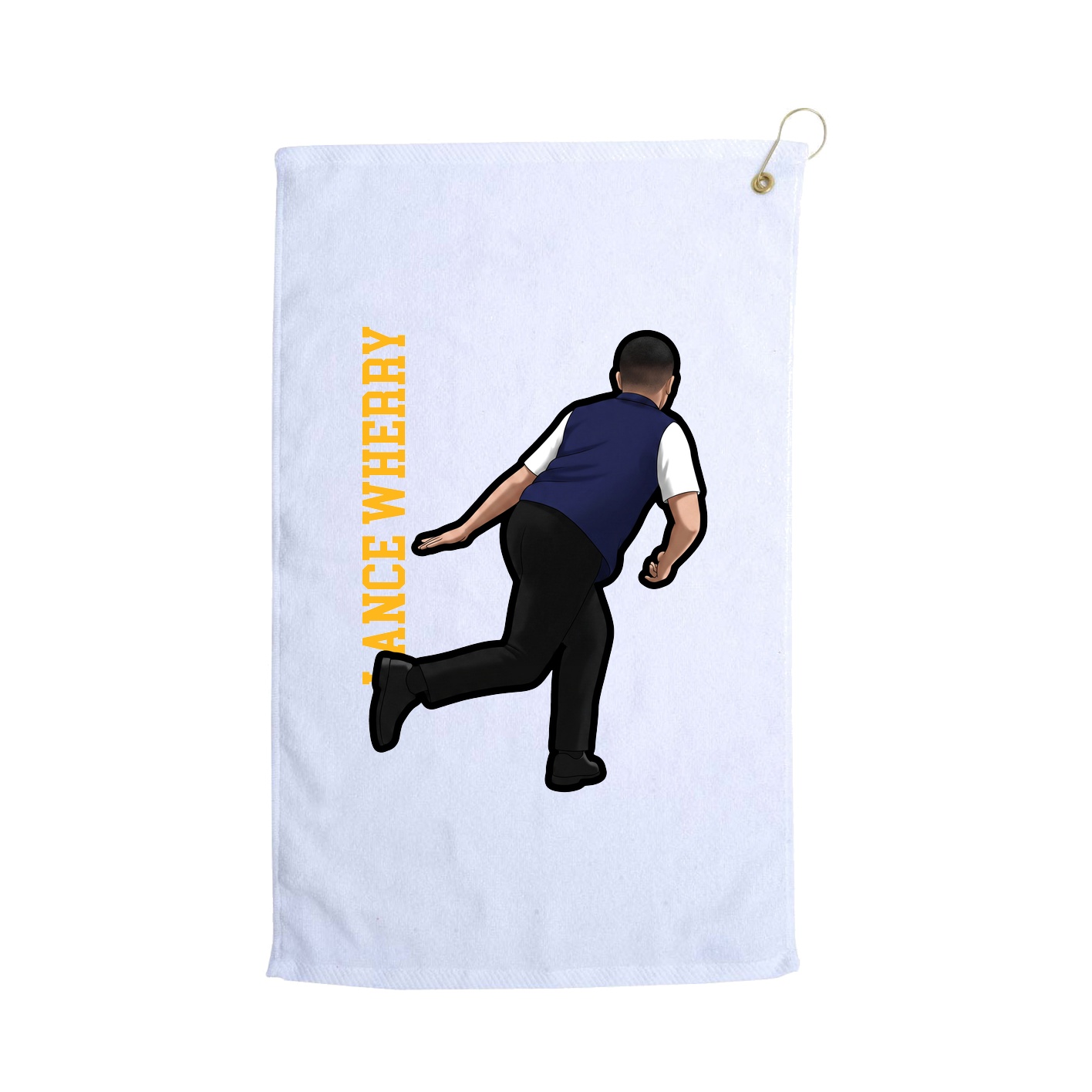 Golf Towel — Name Vertical in White