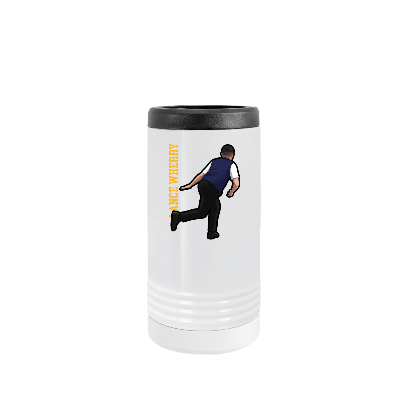 Slim Beverage Holder — Name Vertical in White