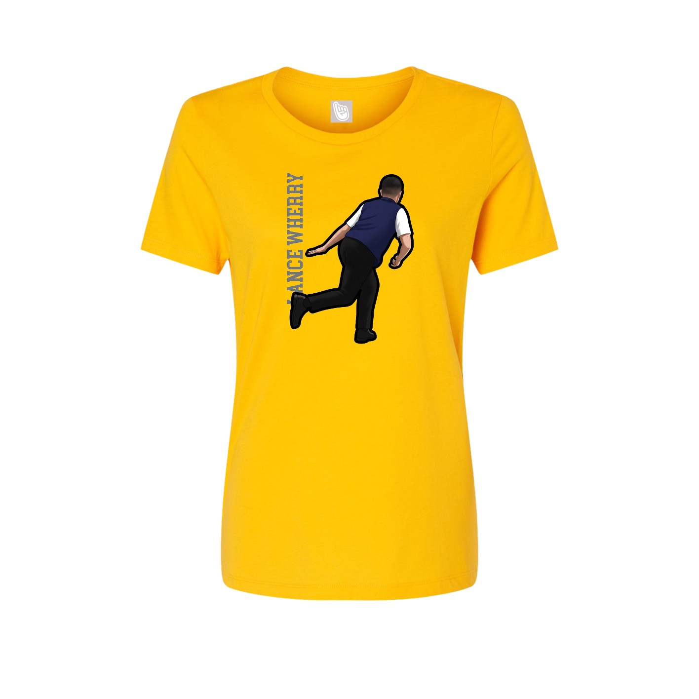 Fitted Women's Tee — Name Vertical in Gold