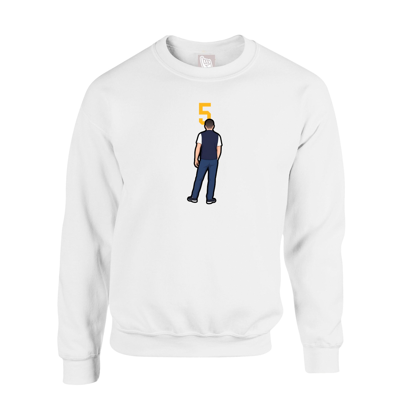 Fleece Crew — Number Top in White