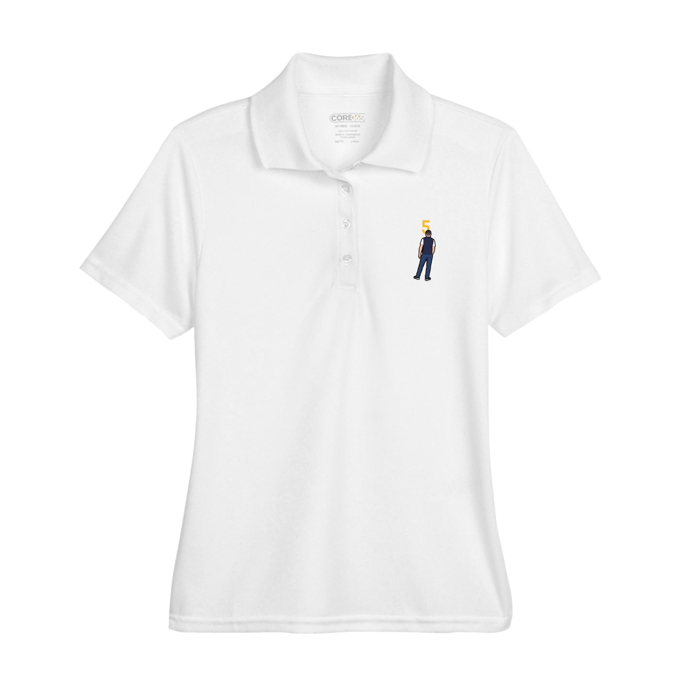 Womens Performance Polo — Number Top in White