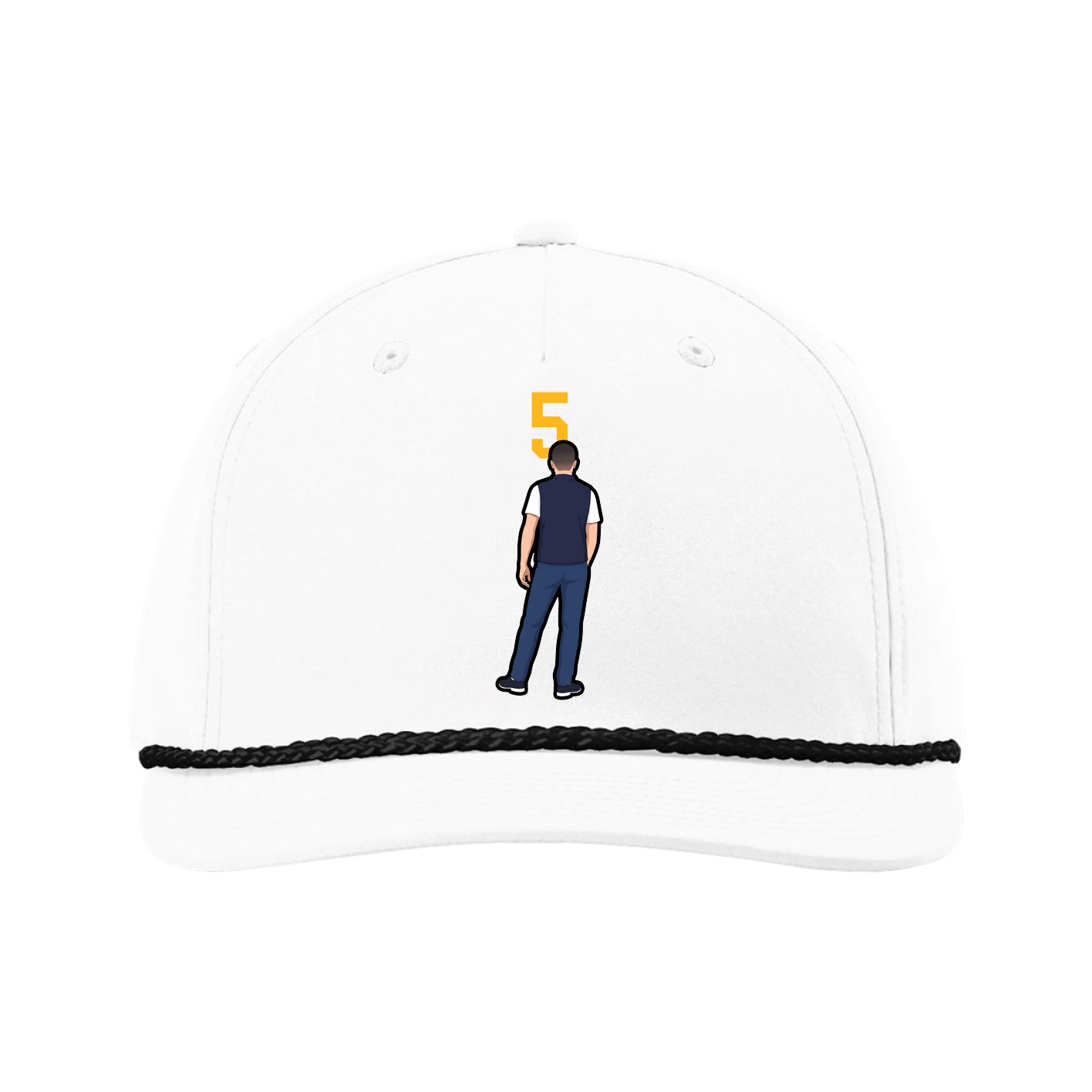 Five-Panel Classic Rope Cap — Number Top in White