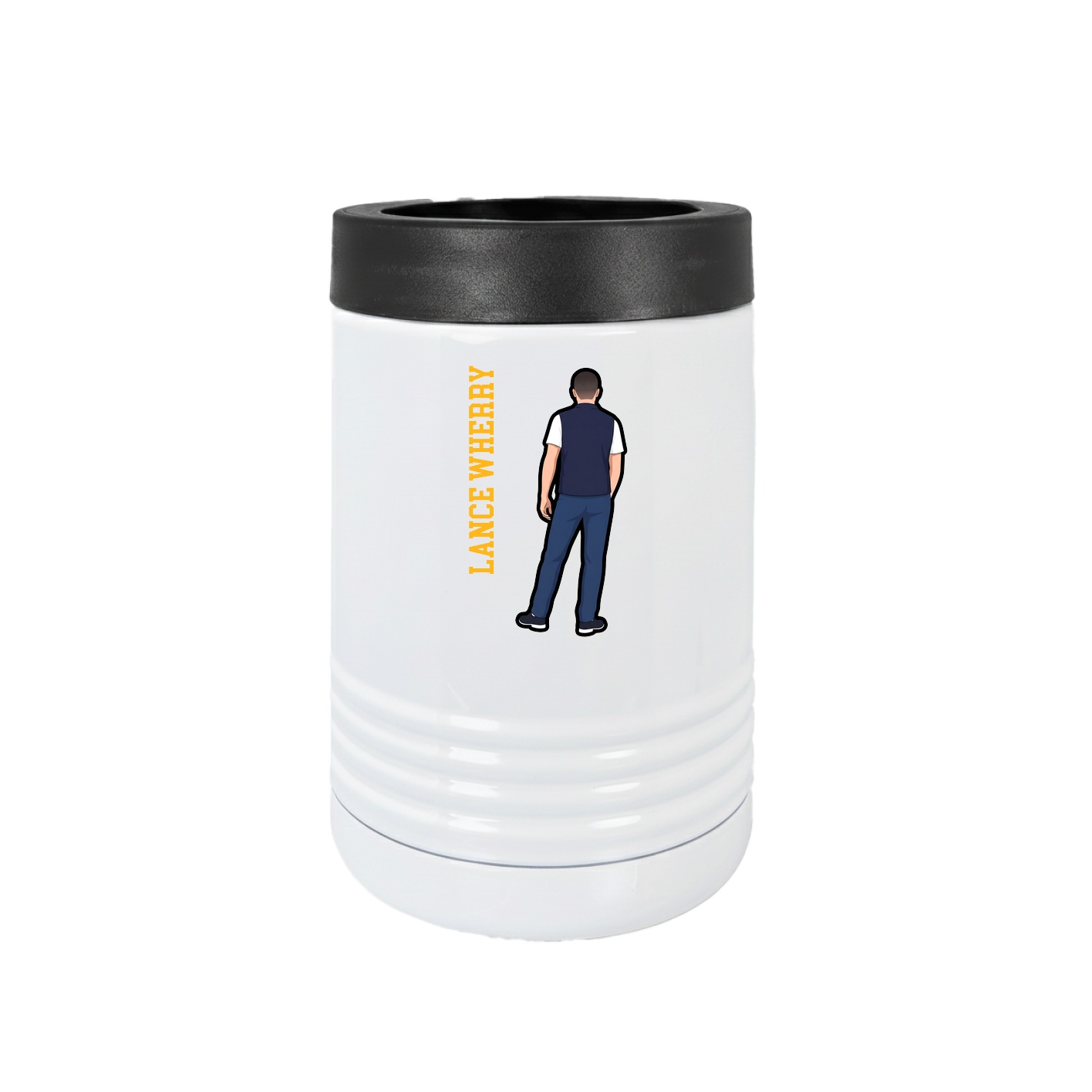 Beverage Holder — Name Vertical in White