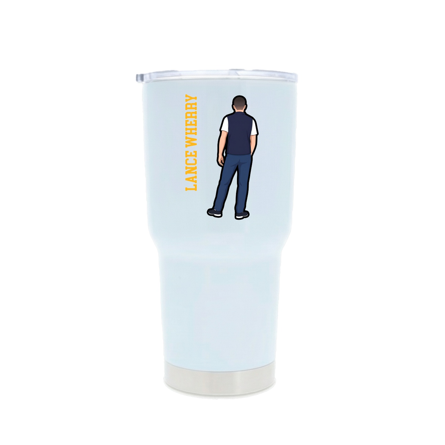 30oz Stainless Steel Tumbler — Name Vertical in White
