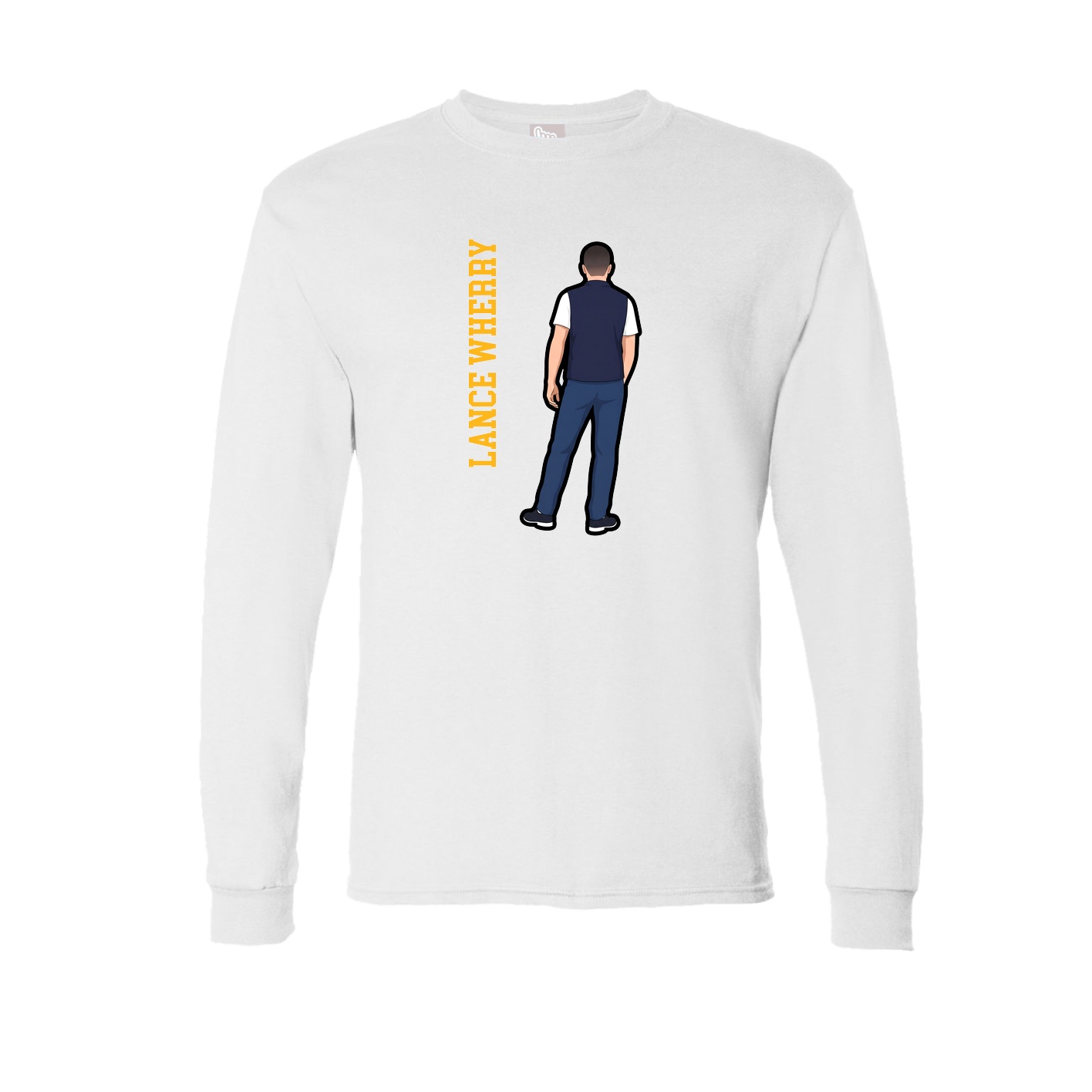 Long Sleeve Tee — Name Vertical in White