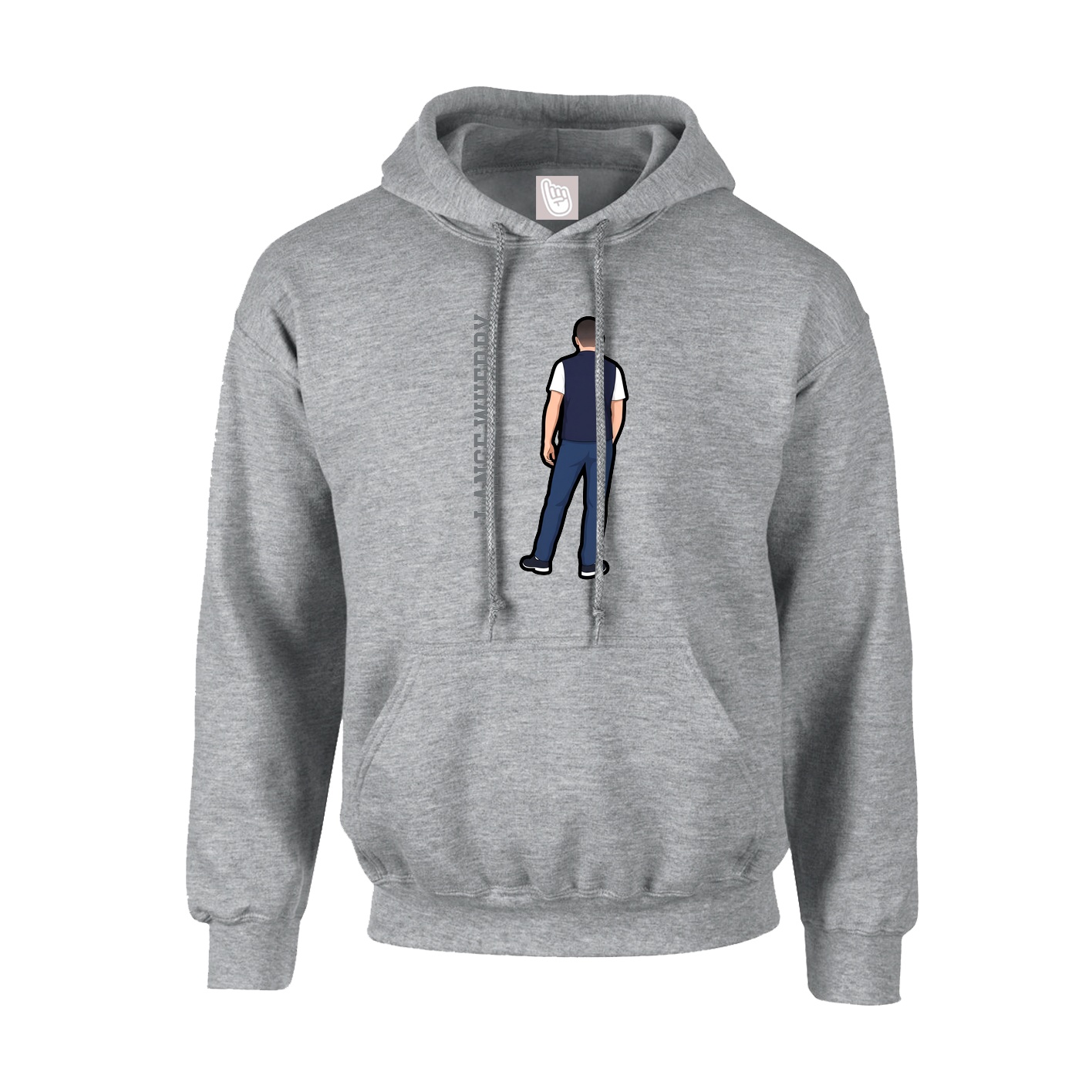 Youth Hoodie — Name Vertical in Grey