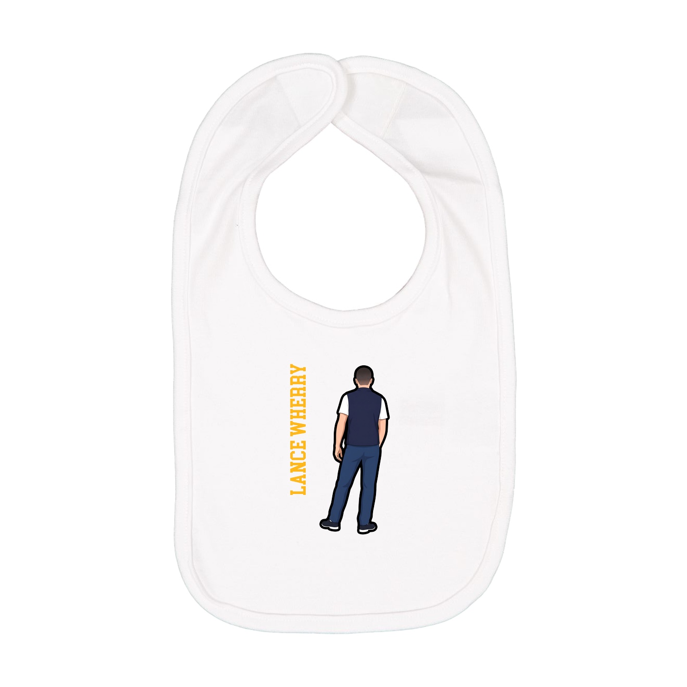 Infant Bib — Name Vertical in White
