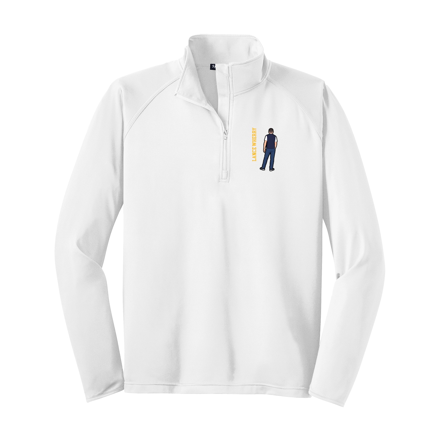 Q-Zip Pullover — Name Vertical in White