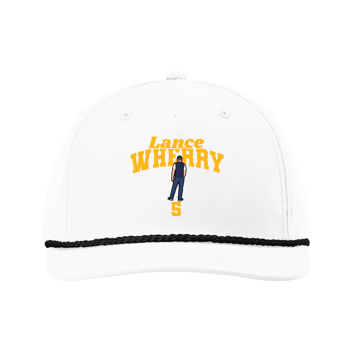 Five-Panel Classic Rope Cap — Signature Arch in White