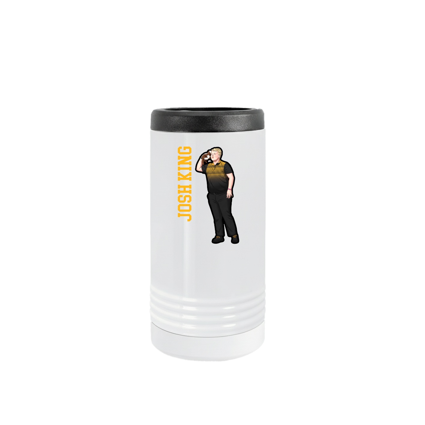 Slim Beverage Holder — Name Vertical in White