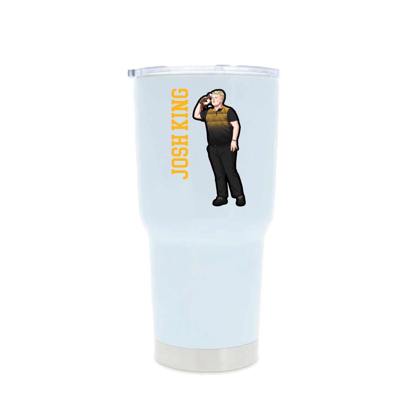 30oz Stainless Steel Tumbler — Name Vertical in White