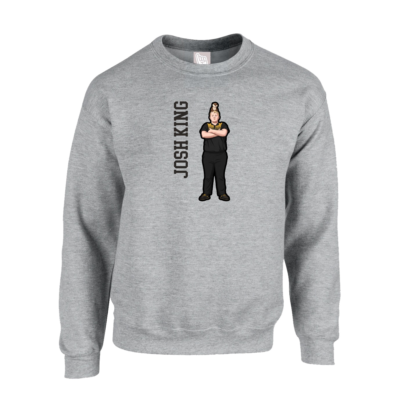Fleece Crew — Name Vertical in Grey
