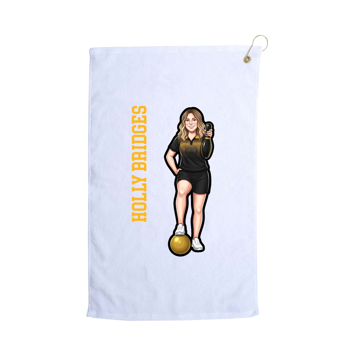 Golf Towel — Name Vertical in White