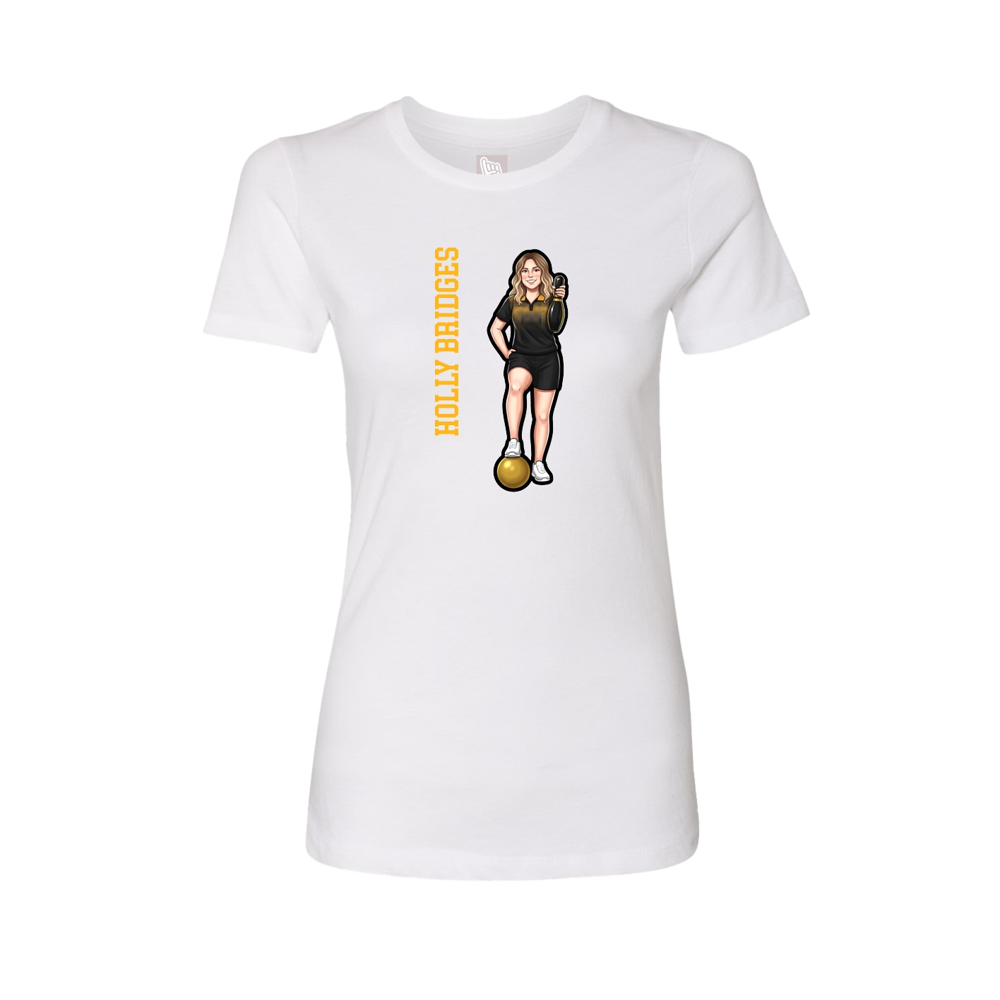 Fitted Women's Tee — Name Vertical in White