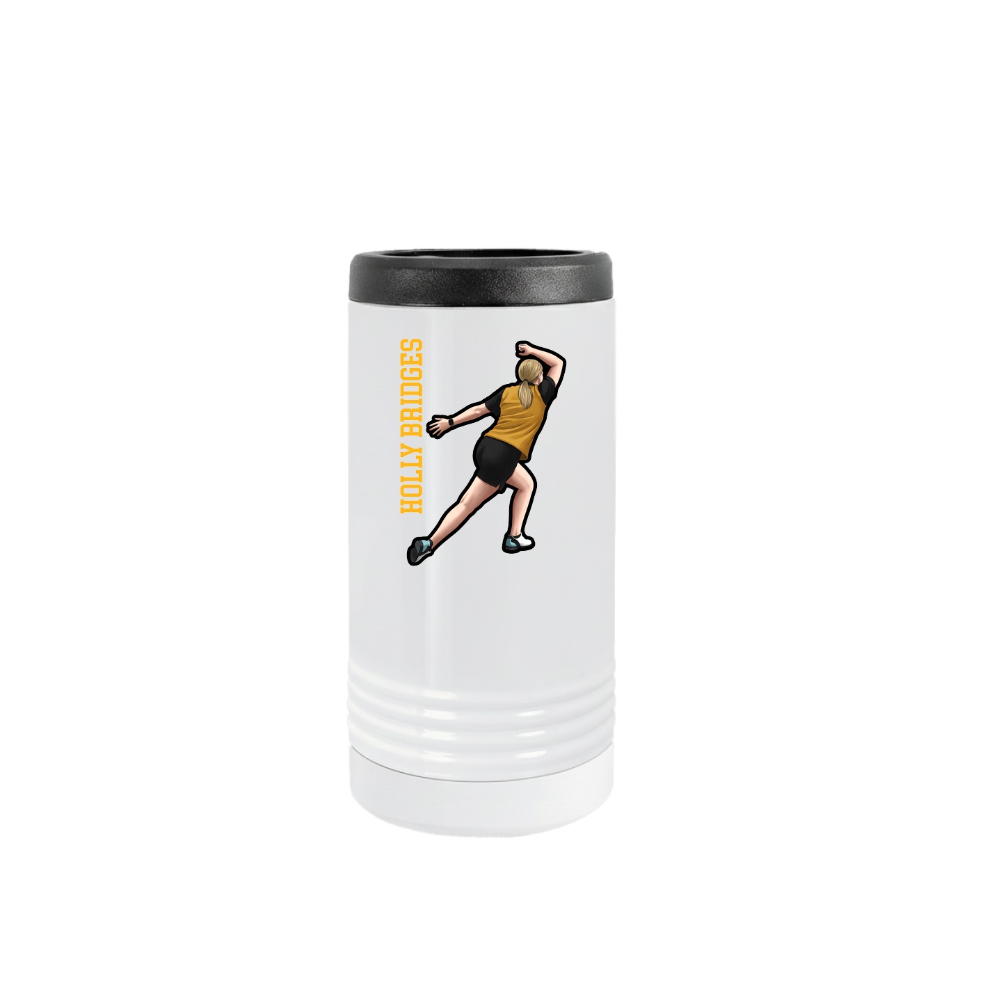 Slim Beverage Holder — Name Vertical in White