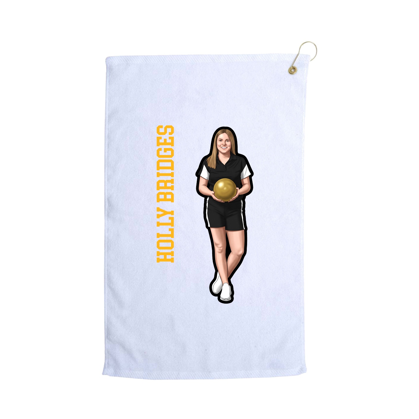 Golf Towel — Name Vertical in White