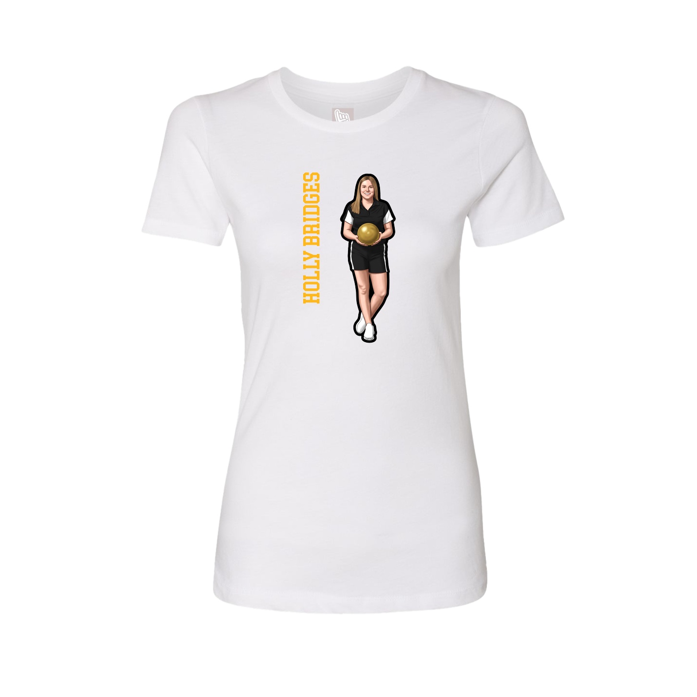 Fitted Women's Tee — Name Vertical in White