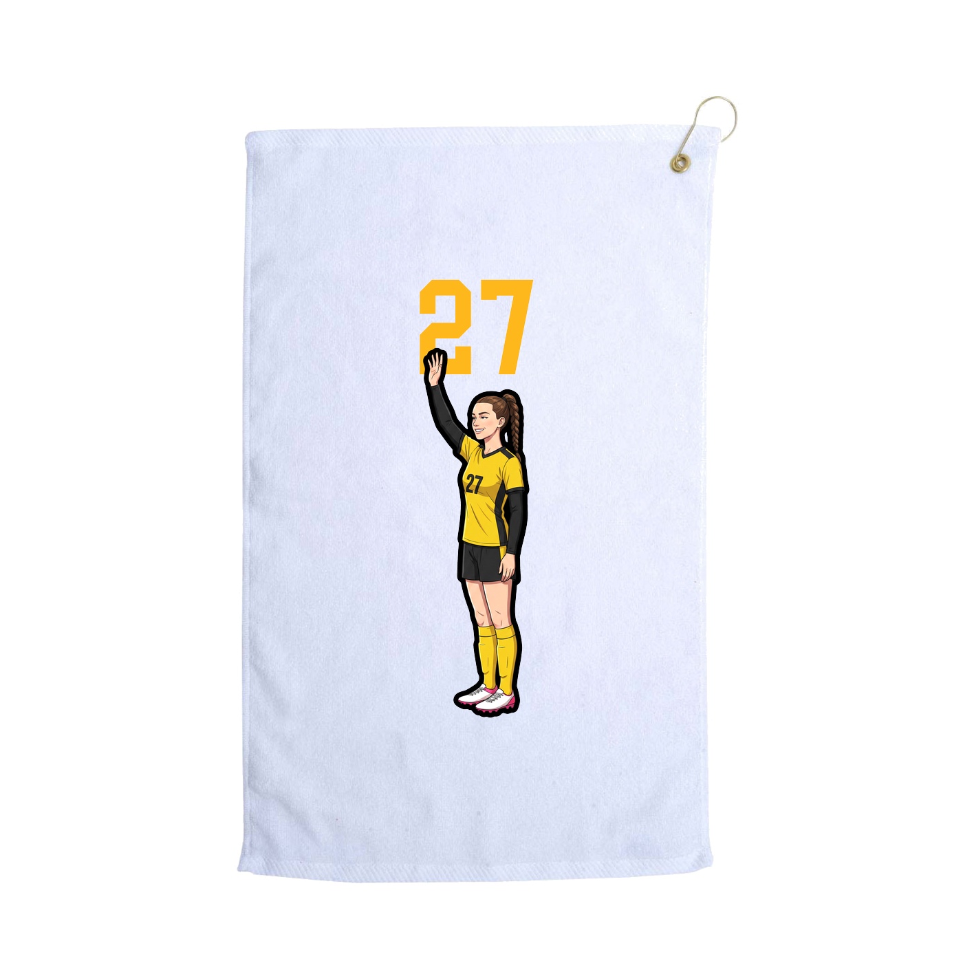 Golf Towel — Number Top in White