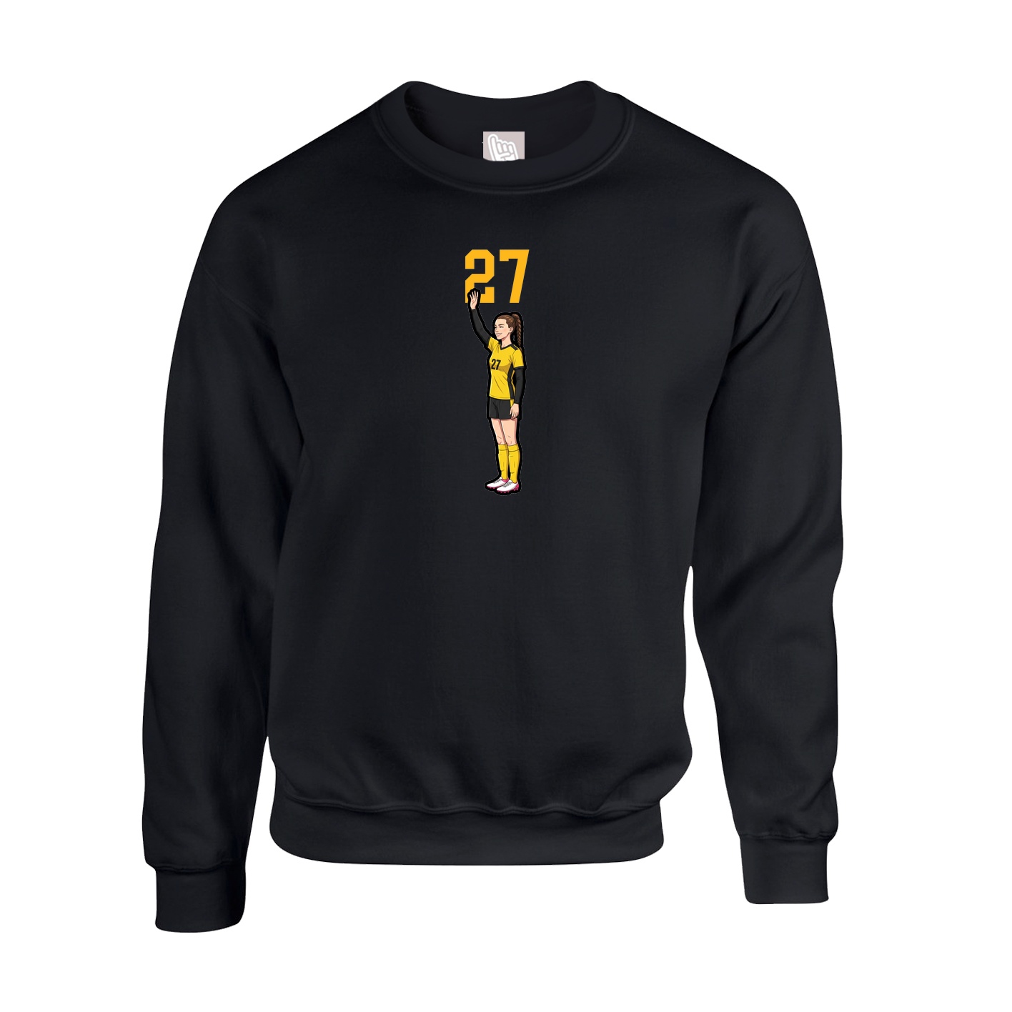 Fleece Crew — Number Top in Black