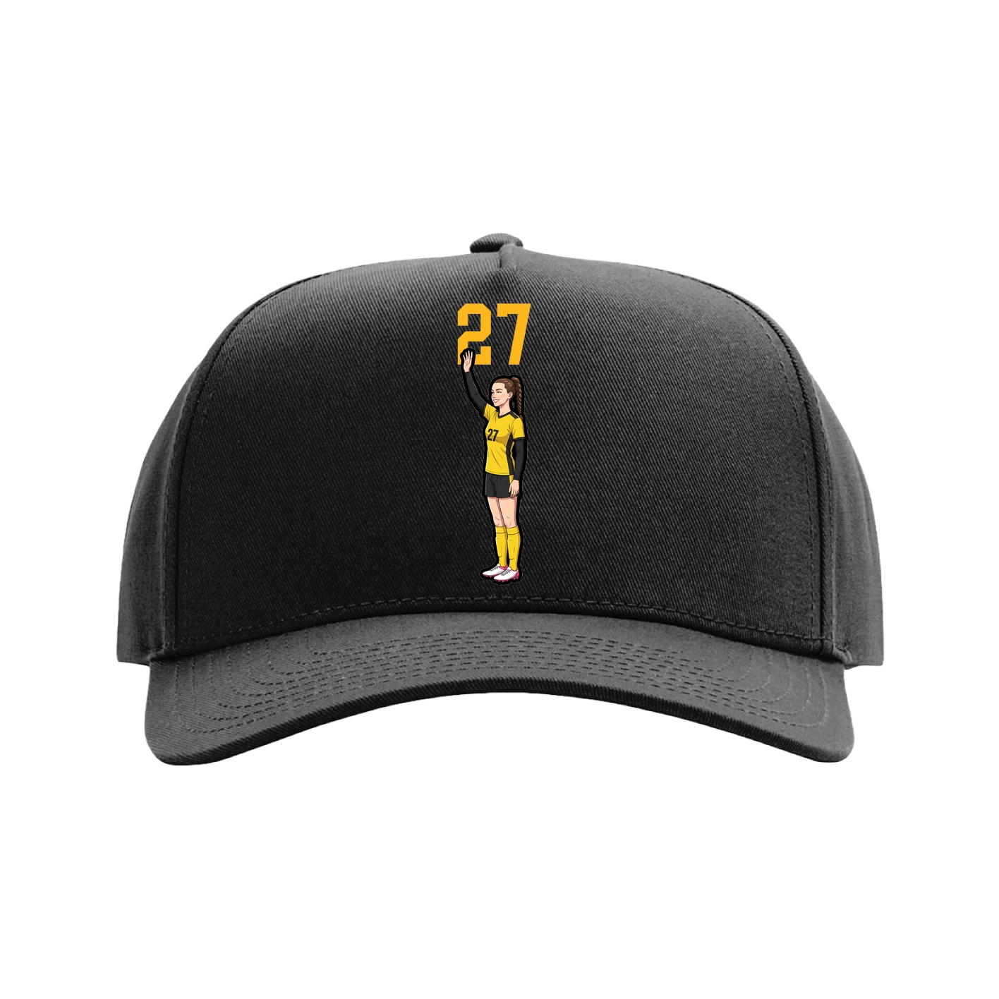 Full Fabric Five-Panel Champ Cap — Number Top in Black