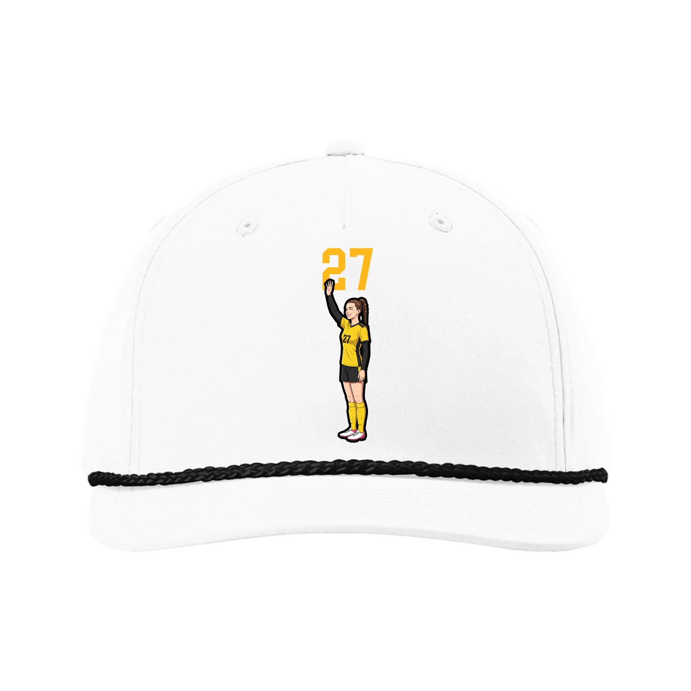 Five-Panel Classic Rope Cap — Number Top in White
