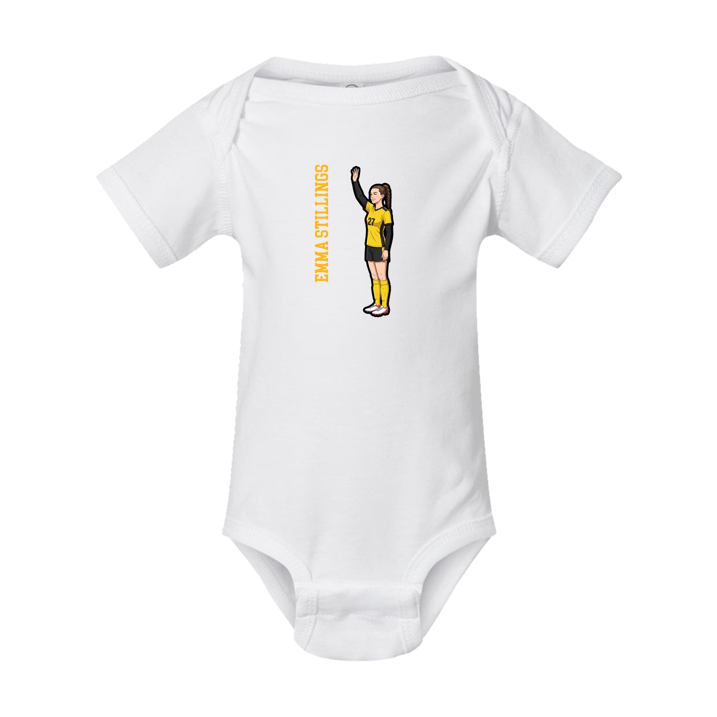 Baby Onesie — Name Vertical in White