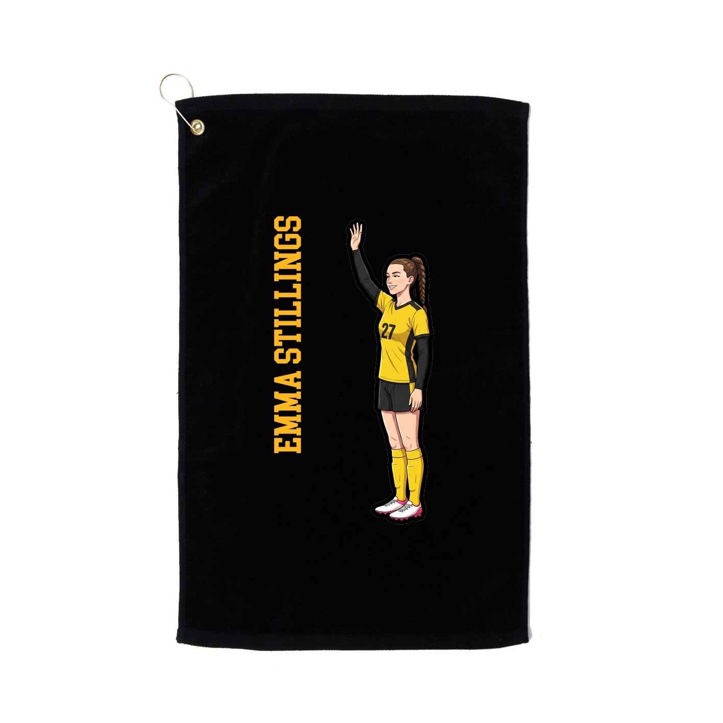 Golf Towel — Name Vertical in Black