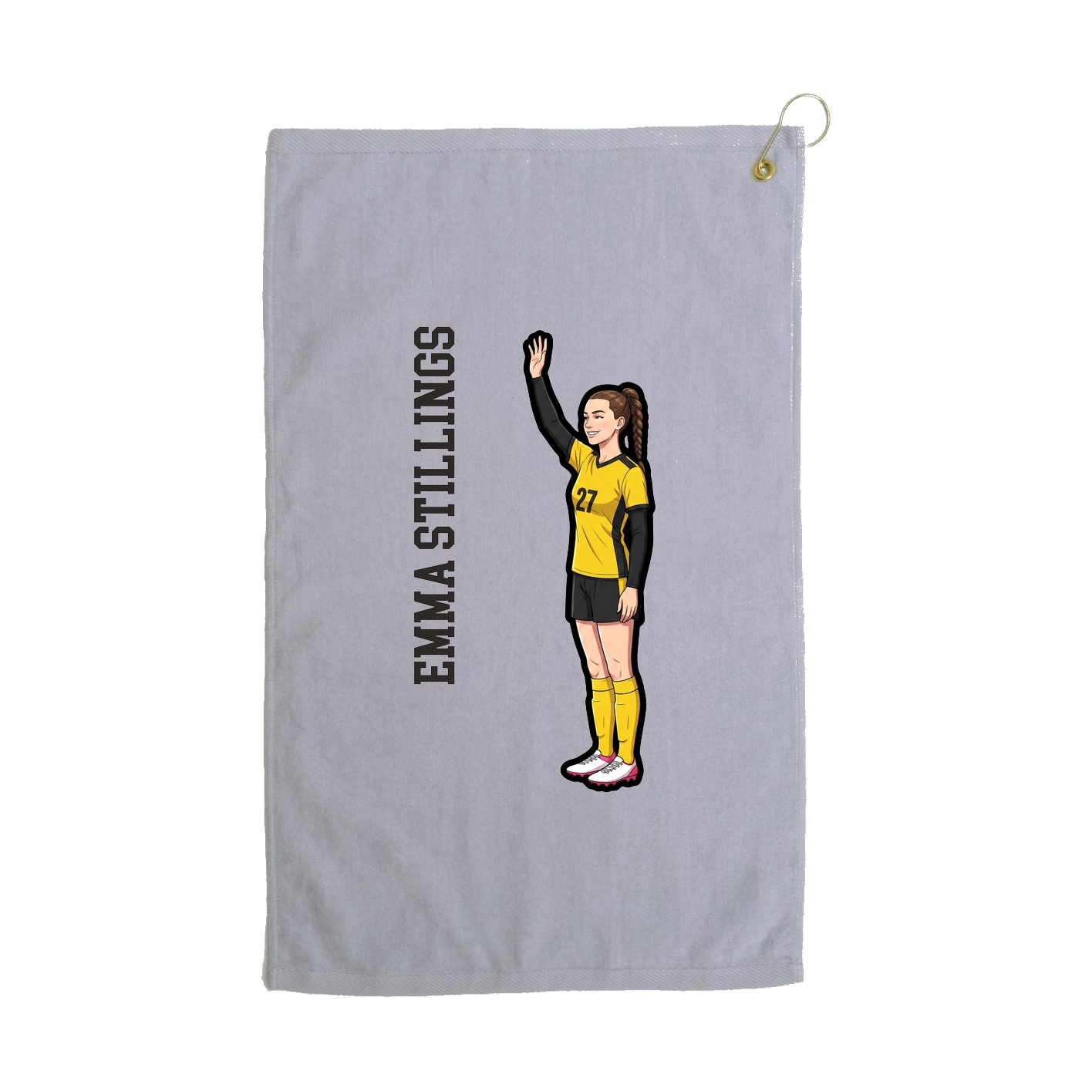 Golf Towel — Name Vertical in Grey