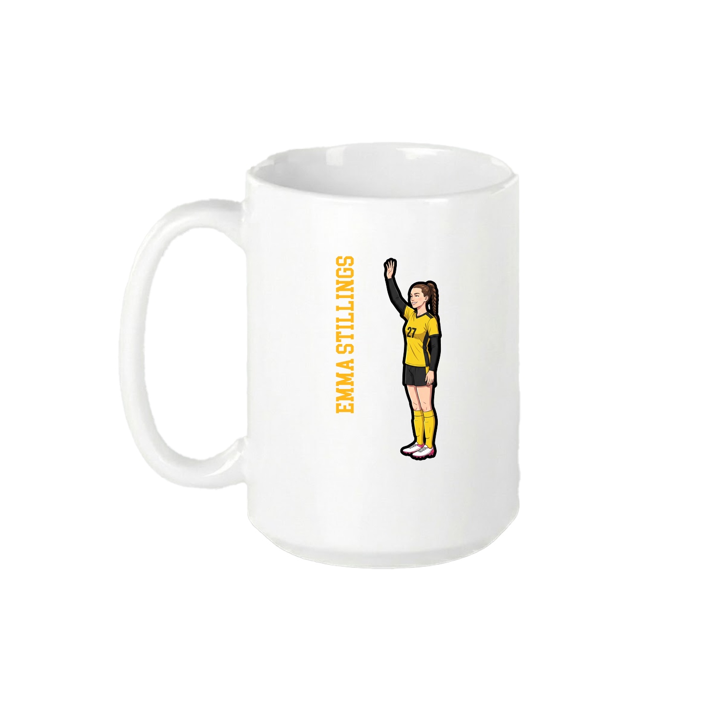 15oz Coffee Mug — Name Vertical in White