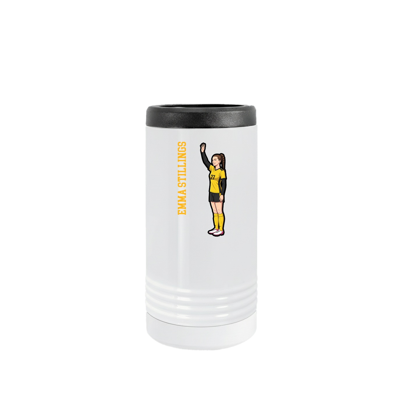 Slim Beverage Holder — Name Vertical in White