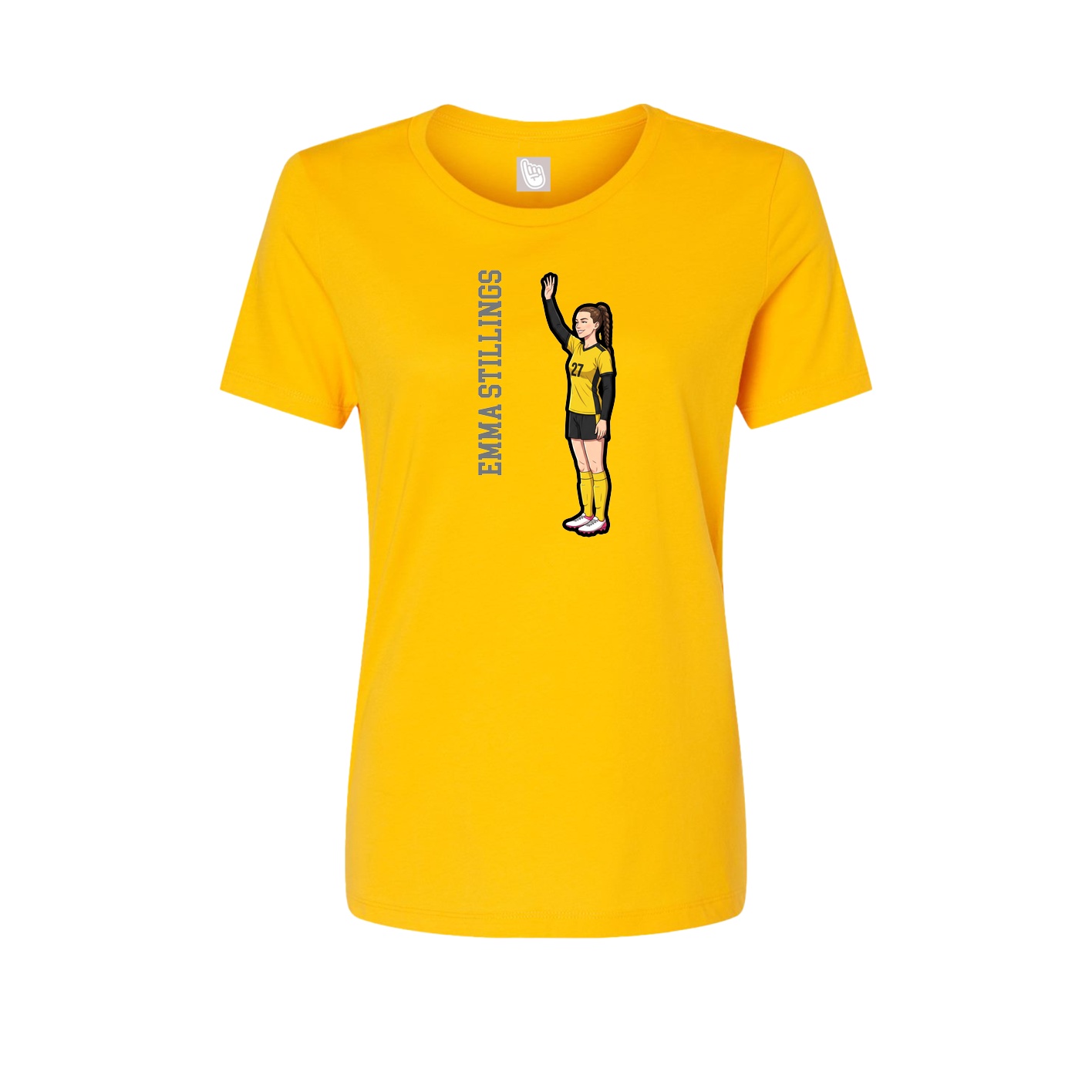 Fitted Women's Tee — Name Vertical in Gold