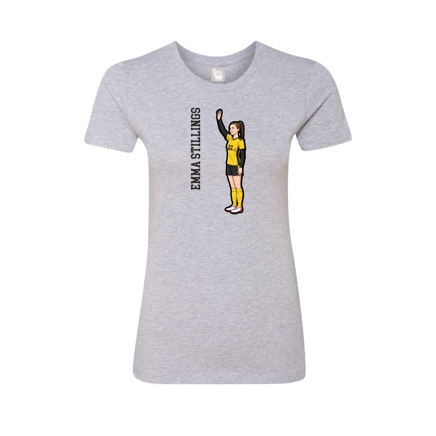 Womens Tee — Name Vertical in Grey
