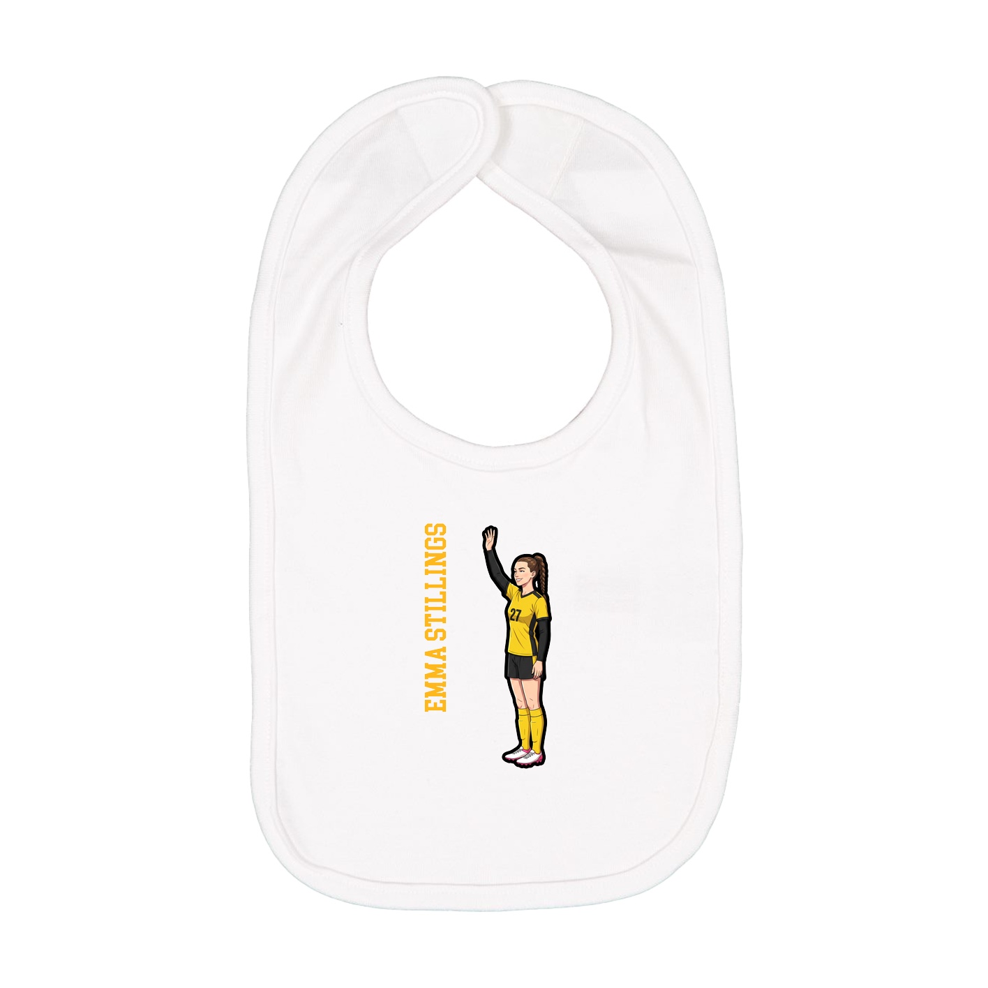 Infant Bib — Name Vertical in White