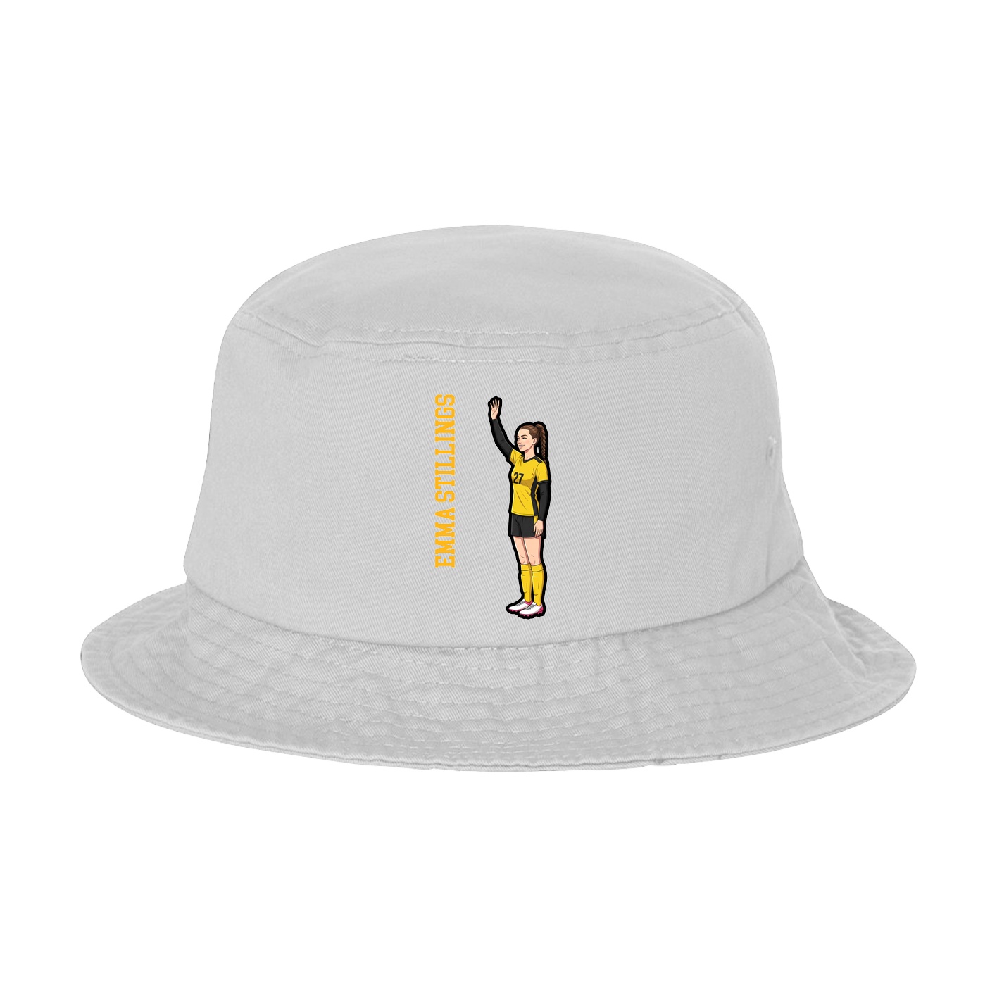 Bucket Cap — Name Vertical in White
