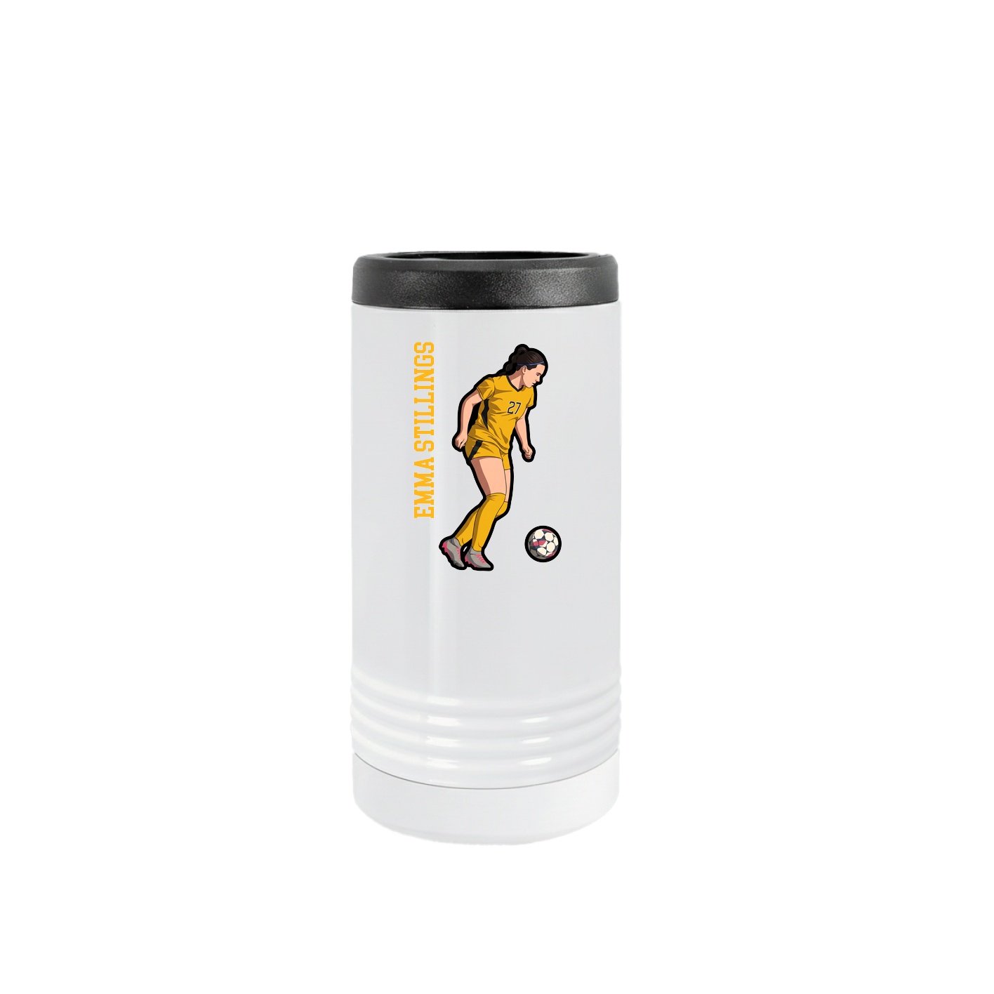 Slim Beverage Holder — Name Vertical in White