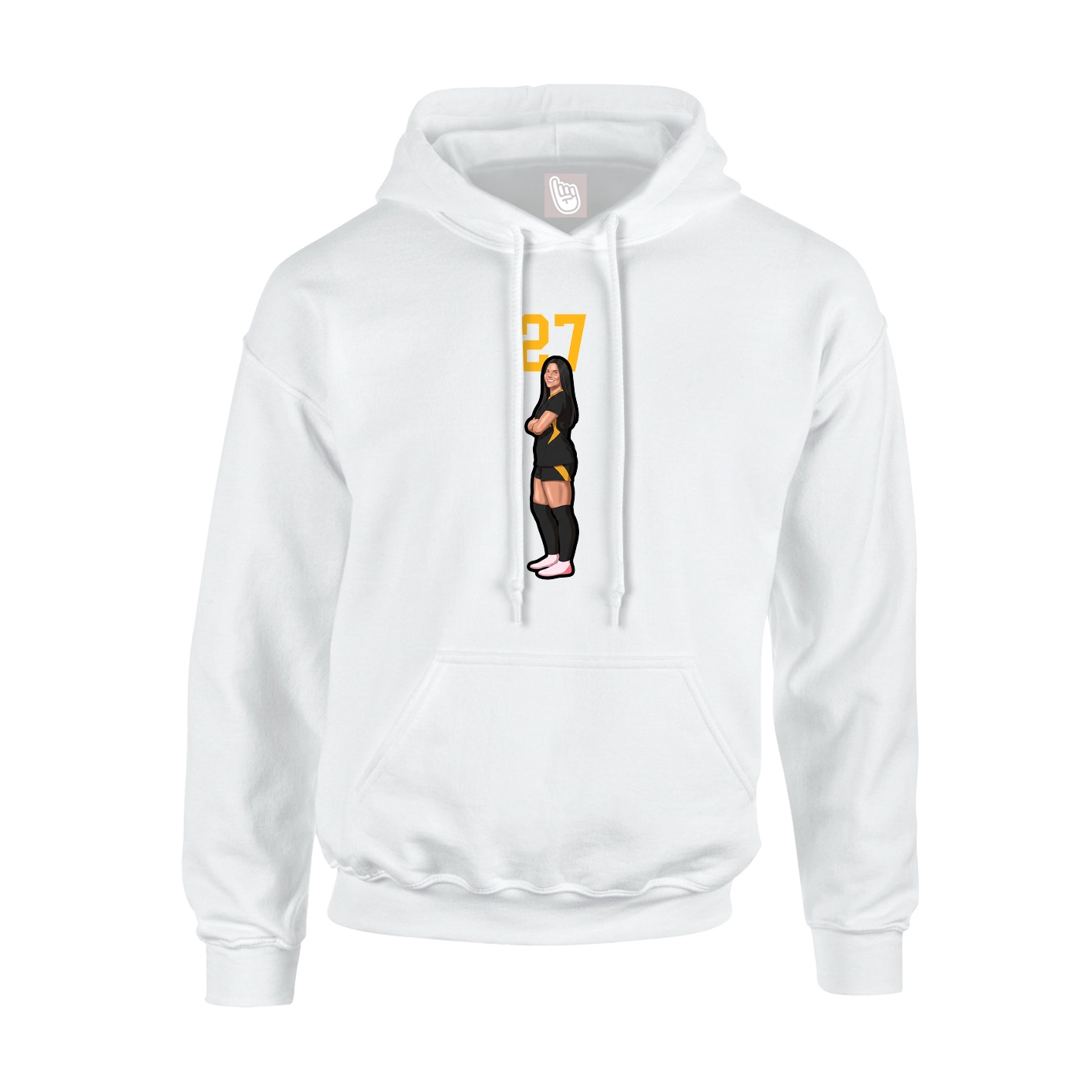 Youth Hoodie — Number Top in White