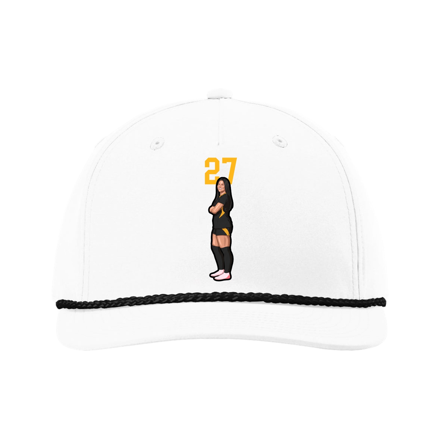 Five-Panel Classic Rope Cap — Number Top in White