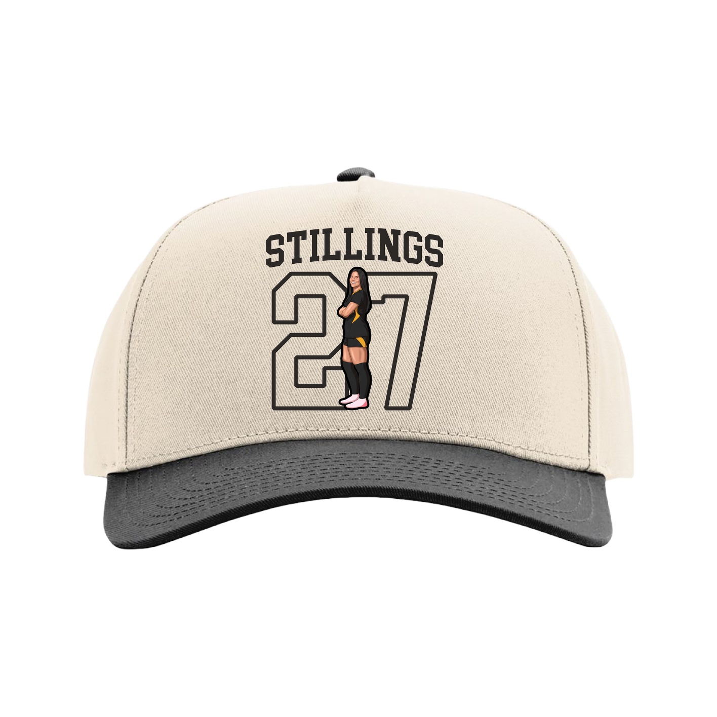 Full Fabric Five-Panel Champ Cap — Shirsey in Cream/Black